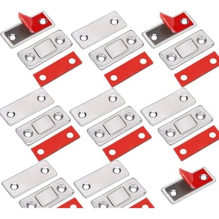 Magnetisk Lås, 8 Stykker Ultratynd Dørmagnet Selvklæbende Skabsmagnet Lås Møbellukning Kraftig Magnet til Skydedøre Skuffer Vindue Skab