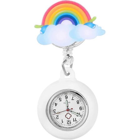 Sød Sygeplejerskeur - Lommeur Tegneserie Regnbue Ur Bærbar Udtrækkelig Clip On Ur