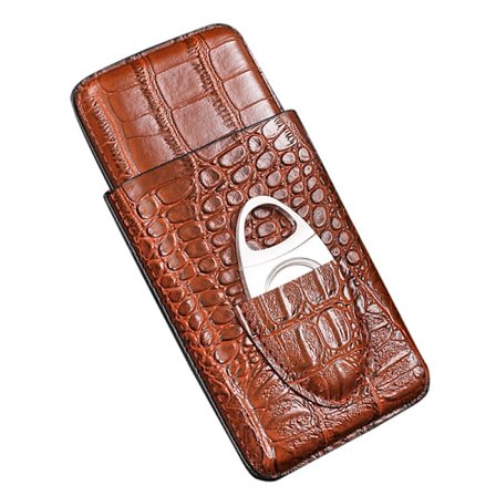 2 stk. krokodille skinn sigarhumidor, 3 rør bærbar sigarboks, høykvalitets sigarhumidor med sedertrfôr, flotte gaver til menn