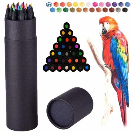24 farvede blyanter til voksne og børn, forspidsede