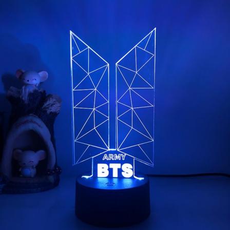Qinwei 3d Led-yövalo Bts Singer Youth League 3d Illusion -lamppu Kaukosäädin faneille Makuuhuoneen sisustus --- Tyyli B2musta Istuin null ei mitään