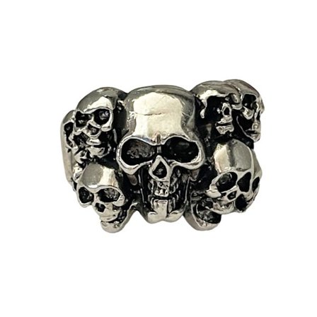 Cool Silver Ring med flera Döskallar / Dödskallar - Stl 19,5