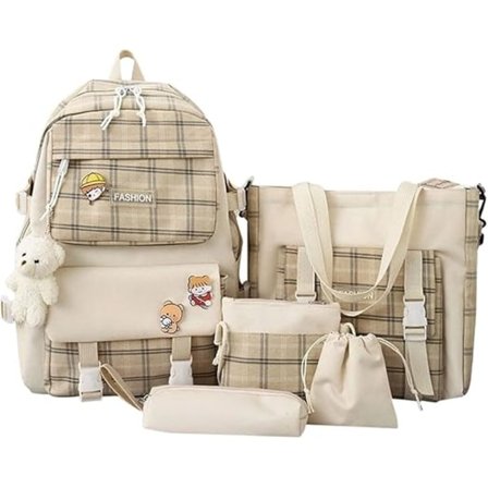Skolerygsække i kanvas, kombinationssæt, kawaii-skolerygsæk til piger, studerende