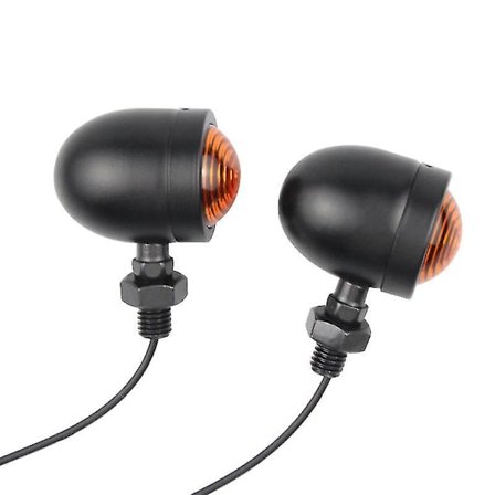 12v Motorcykel Blinklys Indikatorlys Gul Styrelampe Passer Til Køretøjer 2stk Sort