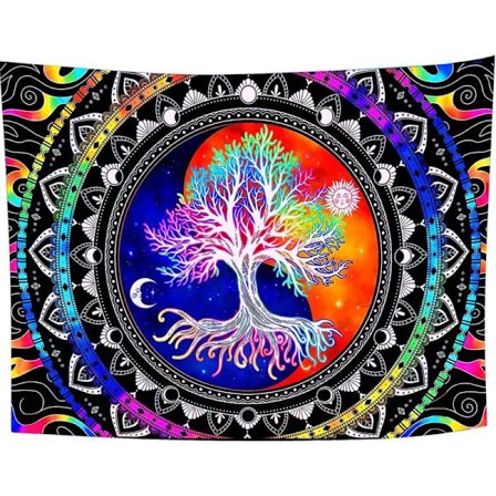 Purppurainen seinävaate Elämänpuu, psykedeelinen seinävaate