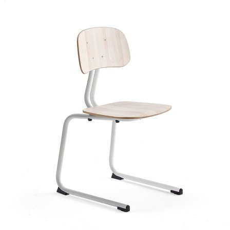 Skolestol YNGVE, medestel, hvid, ask, H 460 mm