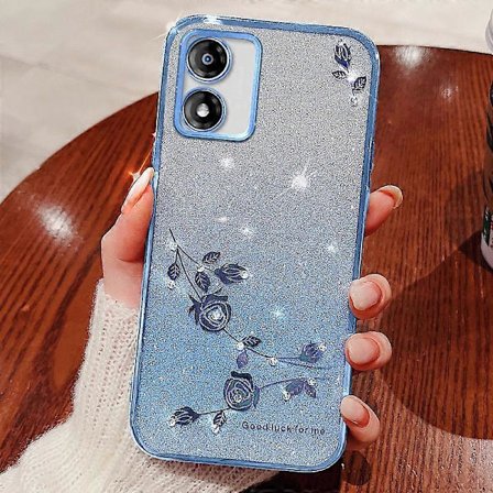 Til Motorola Moto E13 4G Gradient Glitter Blomster Dekoration Telefon Cover