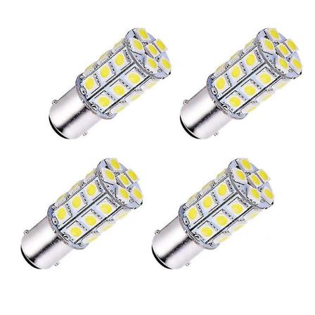 4-pak Ba15d 5050 27-smd Led Super White Bil Marine Båd Rv Camper Lys 1142 1076