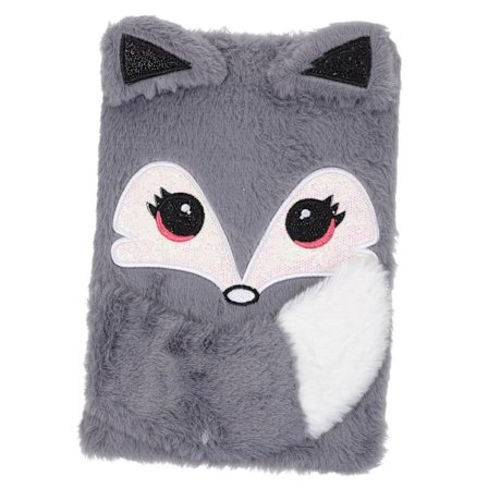 Barnas plysj-dagbok plysj notatbok journal med lås reisedagbok tegneserie notatbok daglig grå dyreplysj, papir student dyr notatbok