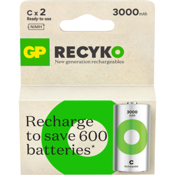 Batteri GP ReCyko C 2-pk