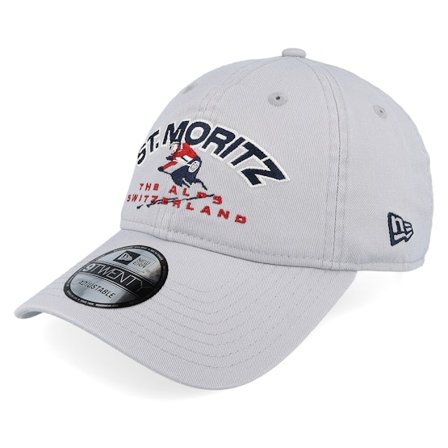 New Era - Grijs unconstructed Cap - St. Moritz Washed Ski 9TWENTY Gray Dad Cap @ Hatstore