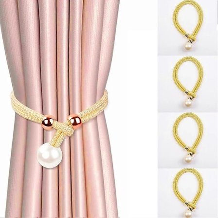 Gardinbindinger med perler, 4-pak, justerbare til at forskønne hjemme- og kontorindretning -FA-