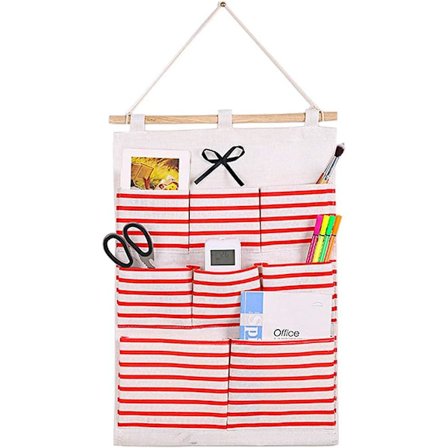 Vegghengt oppbevaringspose med 8 lommer Bomulls lin Over dør Hengende Organizer Vanntett Sammenleggbart dørskap for hjemmekontor Sch