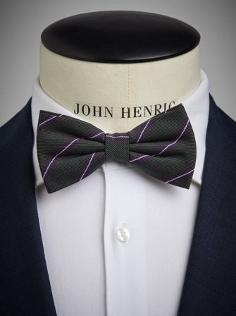 John Henric Men's Grüne Gestreifte Wollfliege Size Pre-tied