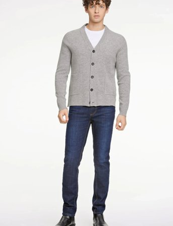 Lindbergh Lambswool Button Cardigan - Grey - XL