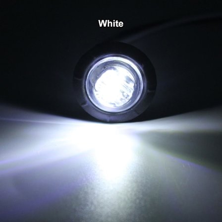 1st 24V 3LED 3/4" Rund Trailer Sidomarkeringsljus Gul Vit