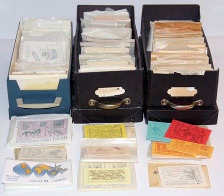 Sverige - Dubletsamling af frimærkehæfter i 3 kartotekskasser - Postfrisk