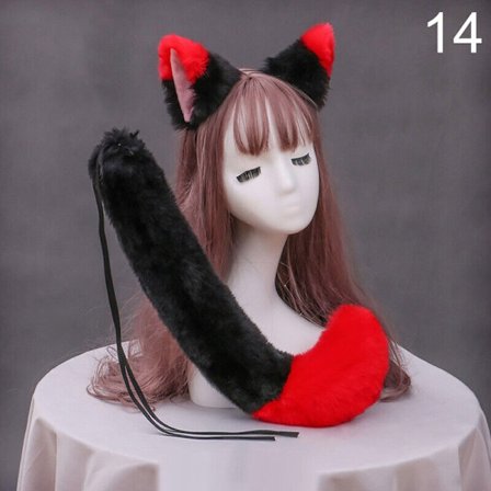 Fox Wolf Animal Cosplay Kostyme Ører Hale Sett Hårnål Plysj