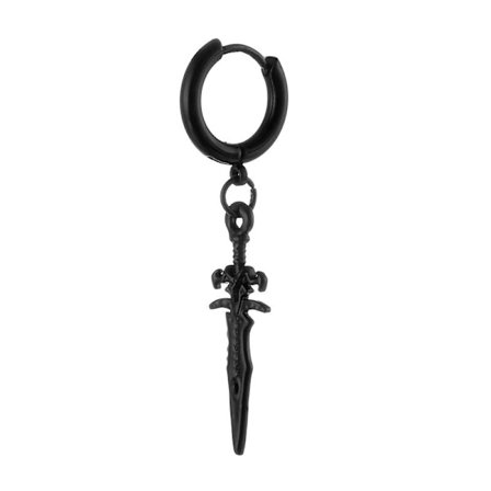 Piercing Örhänge Ring med Hängande Svärd Svart
