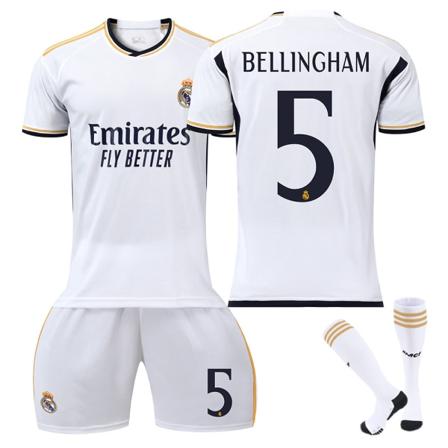 23/24 Real Madrid Hjemme barn voksen fotballsett, NR.5 Bellingham 22