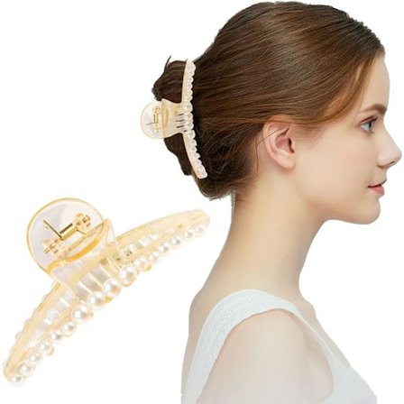 Metal Hårklemmer, skridsikre kæbeklemmer, hårklemme, tyk hårnål til kvinder og piger (lille perle)