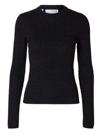 Slfcabala Ls Knit O-Neck Black Selected