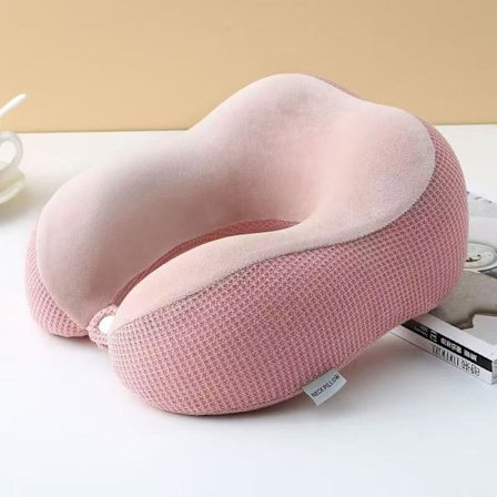 Nackkudde Memory Foam U-formad Resekudde Bekvämt Nack- och Huvudstöd Rosa