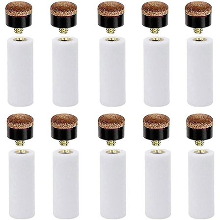 10 stk. Samlesæt til billardkøer med off-white ferrule, skrues på billardkøspids og skrues ind i køferrule til holdbar professionel snooker-kø-