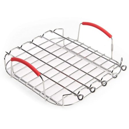 Tuuman ruostumattomasta teräksestä valmistettu airfryer-paistoritilä, monitoiminen neliönmuotoinen paistoteline varrasten, leivinpellin ja airfryer-