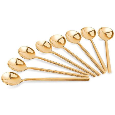 Espressoskedar Set om 8, Guld Kaffeskedar 13 cm i Rostfritt Stål