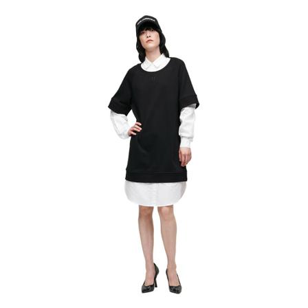 Karl Lagerfeld Monogram Fabric Mix Sweatdress Sort, Dame