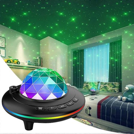 Ufo Bluetooth Musikk Stjerneprojektor, Stjerne Galaxy LED-projektorlampe, Grønt Lys