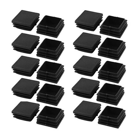 20 stycken Plast Kvadratiska Rörkopplingar Kapplock 40 mm x 40 mm Svart