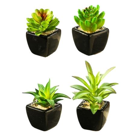 4 stk mini simulerte sukkulenter bonsai kreative ornamenter