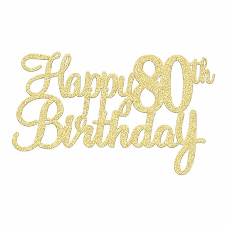 3 stk. Gull Happy 80th Birthday Cake Topper, Kakedekorasjoner Glitter Kakedekorasjoner Topper Bursdagskakedekorasjoner Kaketopper Egnet for