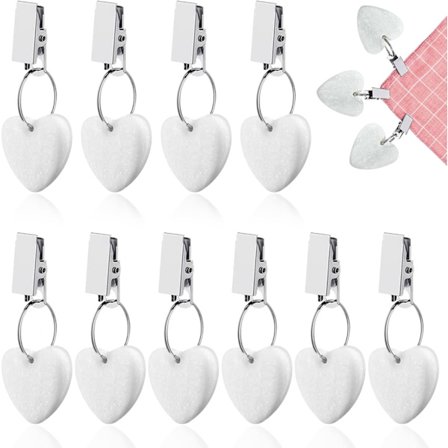 10 Stykker Tykke Marmor Dugeklemmer til Udendørs Duge til Familie Fester/Camping/Bryllup/Have (Hvid)