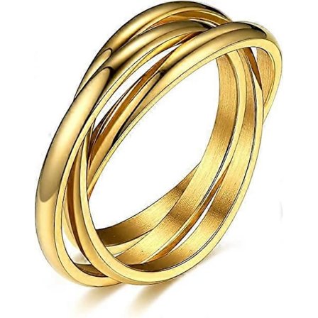 Guld Rostfritt Stål Herr Dam Ringar Par Ringar 2mm Bred 3 Sammanflätade Ringar Herr Dam Flicka Pojke Smycken