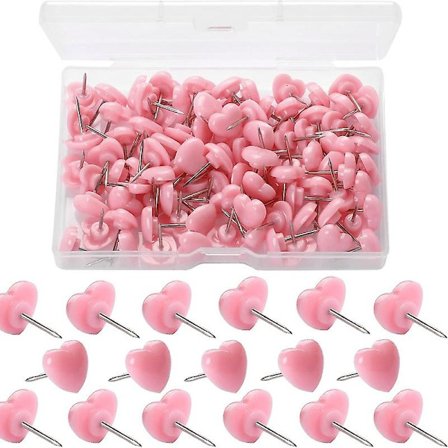 100 st Push Pins, 12 mm Plast Push Pins Rosa Push Pins Hjärtaformade Söta Tumspikar Dekorativa för Hem Skola Kontor Anslagstavla Korktavla