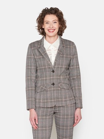 BRANDTEX - Blazer - Grå / Beige Mix - Ternet
