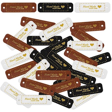 Musta*35, Valkoinen*35, Ruskea*30 - 100 PU-nahkatunnistetta käsintehtyyn