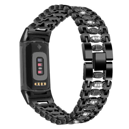Fitbit Charge 5 strassikivi betwixt metalliseos tyyli katsella hihna - Musta Black