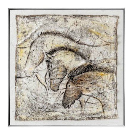 Lærredskunst med "Bravery Horse", 80x80 cm, flerfarvet sølv