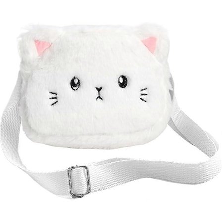 Katteformet skulderveske for jenter, katteformet justerbar skulderstropp plysj barn skulderveske, katteformet myntveske for jentesammenkomster 