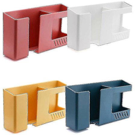 Kasse med 4 farvede vægmonterede mobiltelefonholdere, kompatible med blyfri