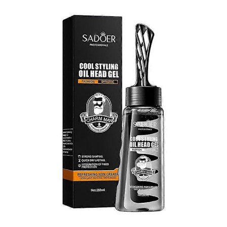 Hårstyling Gel, 2-i-1 Voks Gel med Kam, Herrepleje Gel, Fugtgivende Langvarig Hurtig Opbygning, Stærkt Hold Vådt look & Skinnende finish Hele Dagen, 