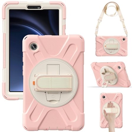 Samsung Galaxy Tab A9 Case with Hand and Shoulder Strap - Pink