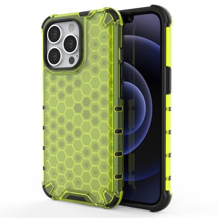 Honeycomb Case panser cover med TPU Bumper til iPhone 13 Pro grøn