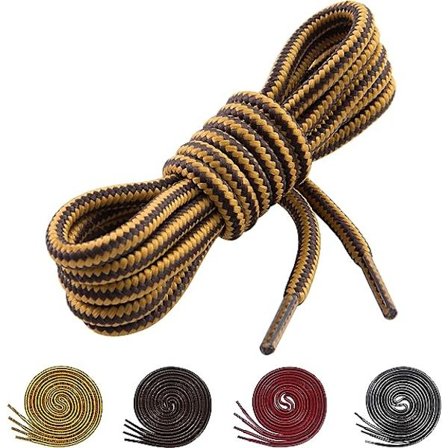 Pyöreät saappaan nauhat [2 paria] Vahvat ja kestävät saappaan nauhat, halkaisija: 3/16” työsaappaat ja vaelluskengät