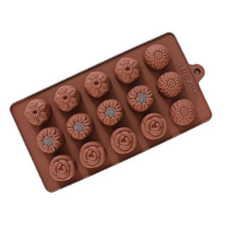 15-Ruts Blommiga Silikonform för Fondant, Choklad, Fudge och Kakor