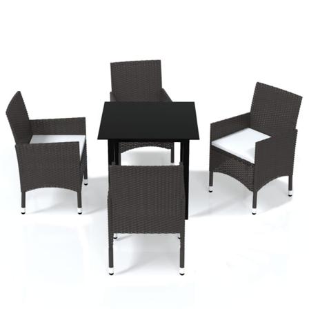 Vidaxl Matgrupp För Trädgården Med Dynor 5 Delar Konstrotting Br Brun